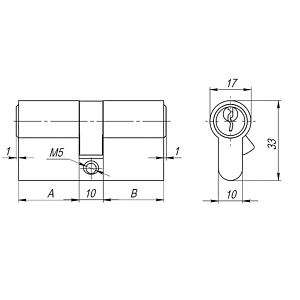 DORMA Цилиндровый механизм CBR-1 120 (85х35В) ключ/вертушка, никель #235561